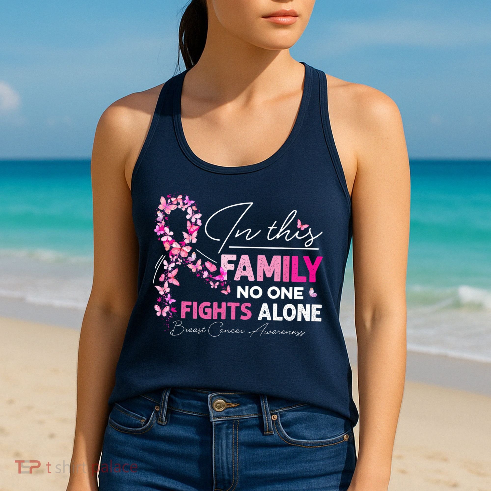 In This Family No One Fight Alone Breast Cancer Awareness Women's Tank Top