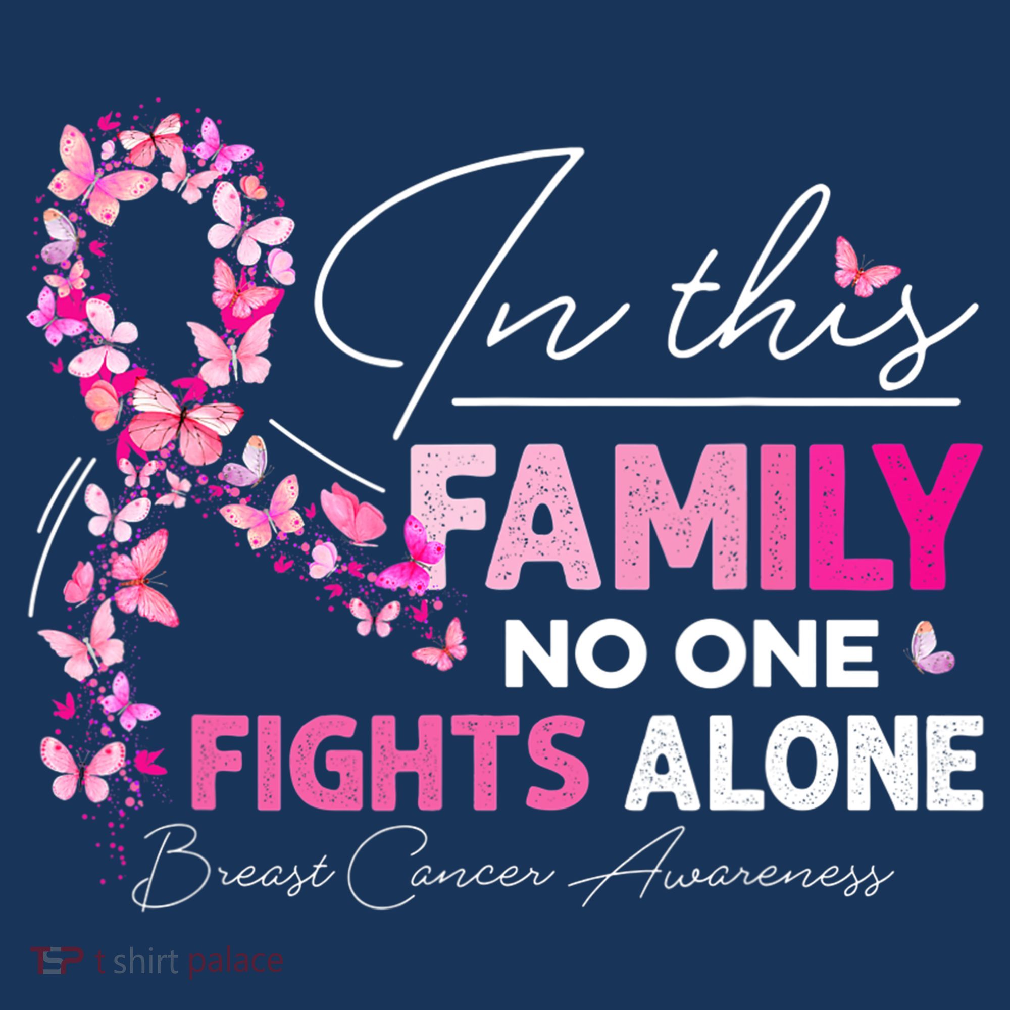 In This Family No One Fight Alone Breast Cancer Awareness Baby Bodysuit