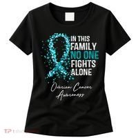 In This Family No One Fights Alone Ovarian Cancer Awareness Gift Women's T-Shirt thumb 0