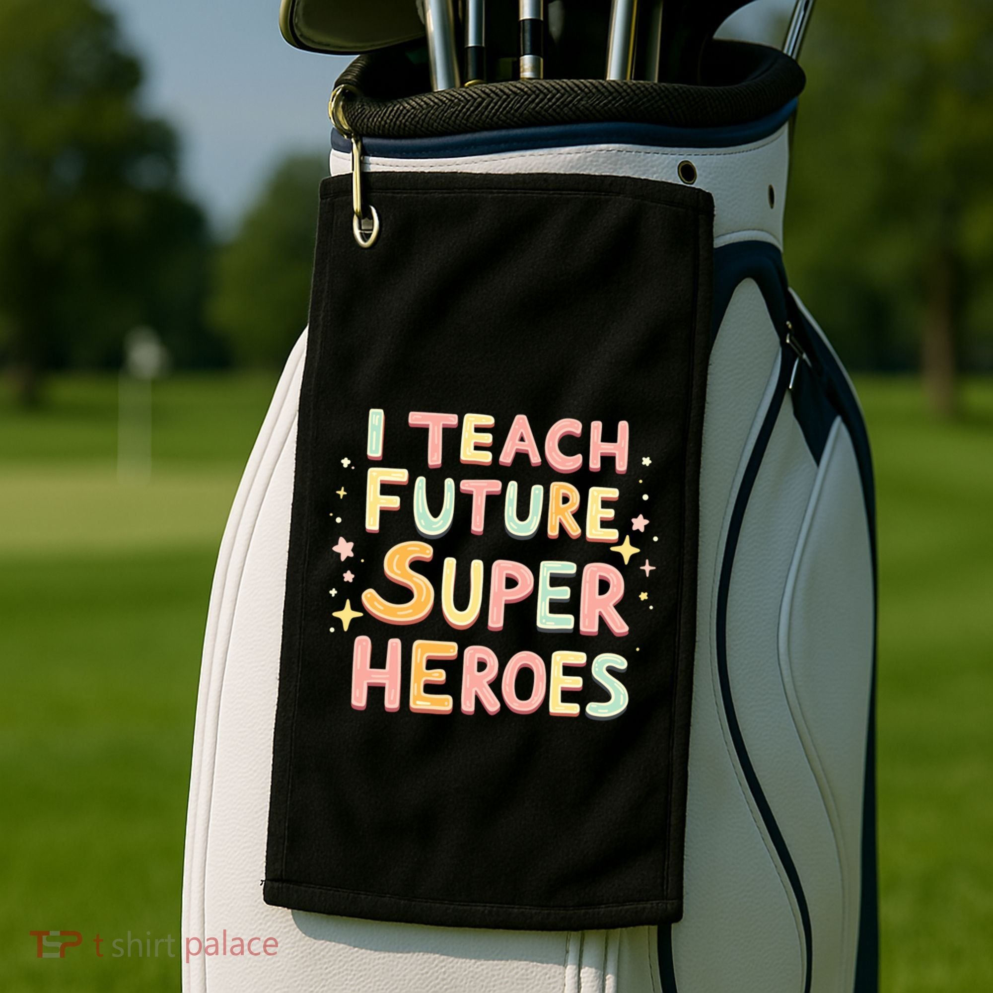 I Teach Future Super Heroes Kindergarten Teacher Eletary Gift Golf Towel