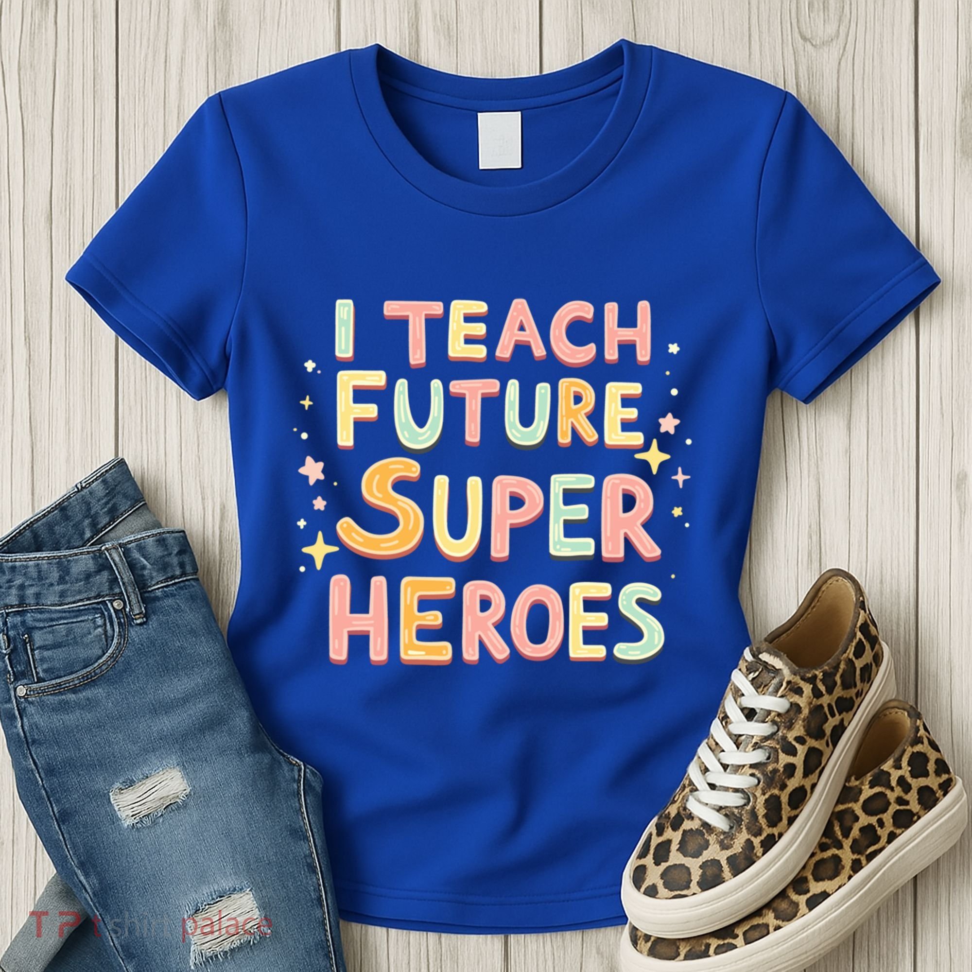 I Teach Future Super Heroes Kindergarten Teacher Eletary Gift Women's T-Shirt