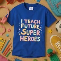 I Teach Future Super Heroes Kindergarten Teacher Eletary Gift Kids T-Shirt thumb 3