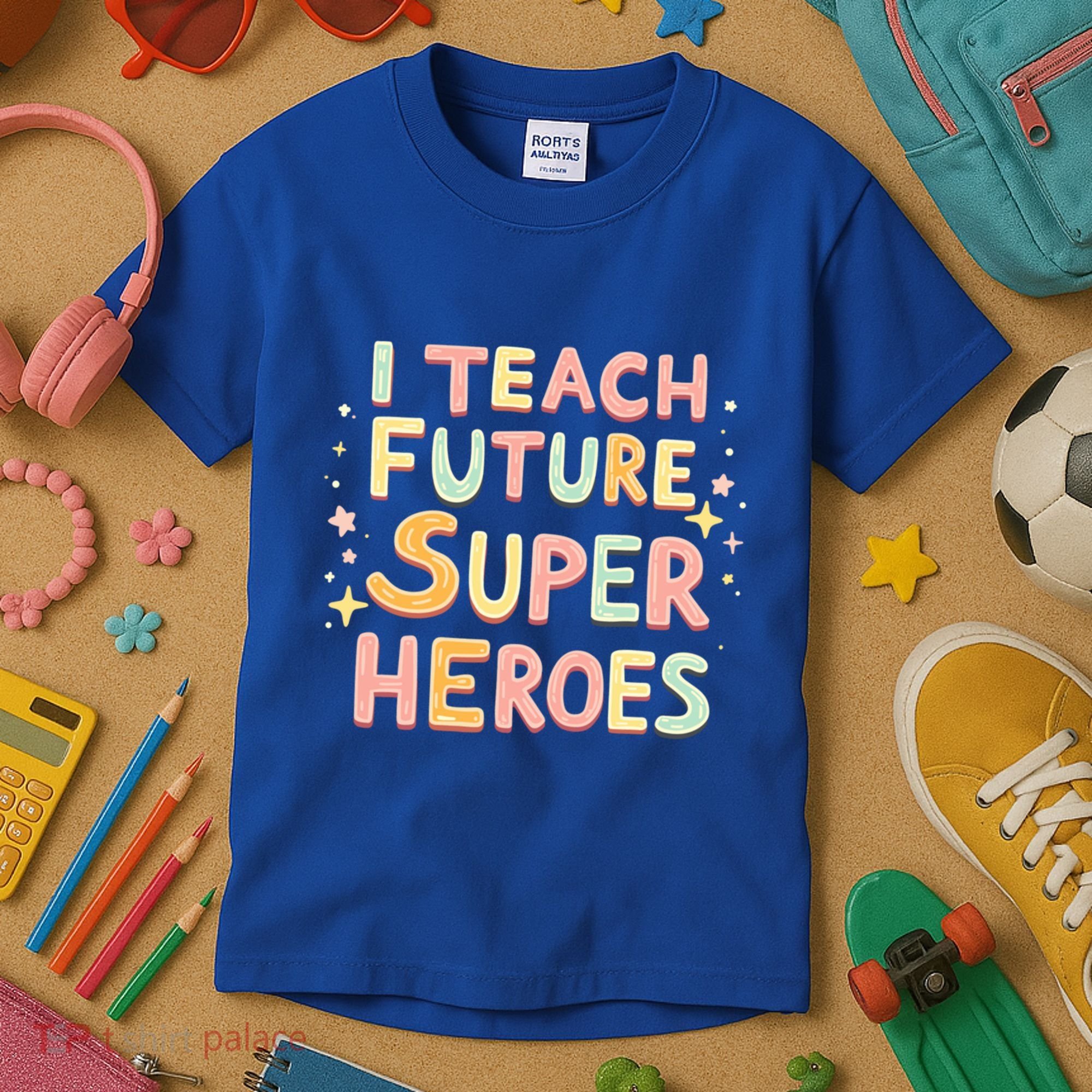 I Teach Future Super Heroes Kindergarten Teacher Eletary Gift Kids T-Shirt