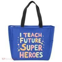 I Teach Future Super Heroes Kindergarten Teacher Eletary Gift Tote Bag thumb 0