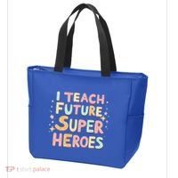 I Teach Future Super Heroes Kindergarten Teacher Eletary Gift Tote Bag thumb 3
