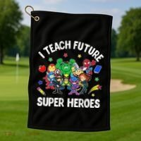 I Teach Future Super Heroes Tee Gift Teaching Mother Day Golf Towel thumb 1