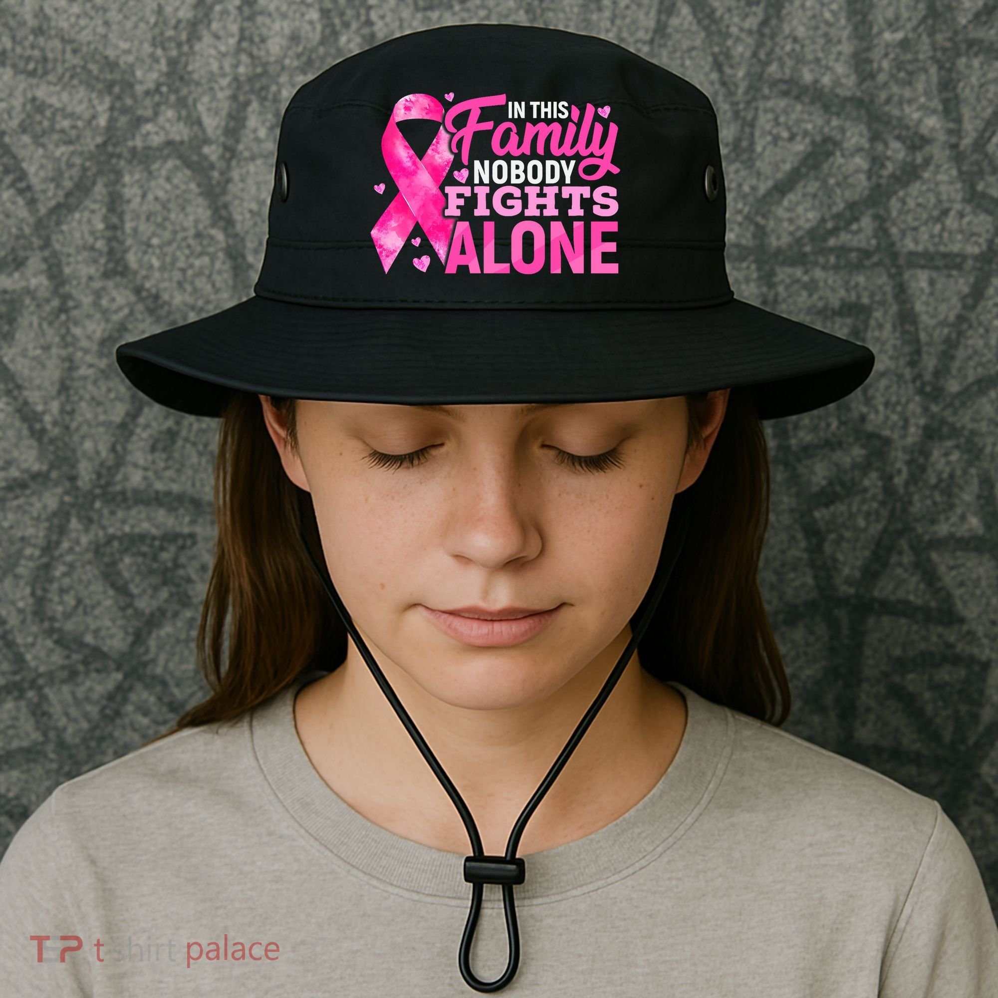 In This Family Nobody Fights Alone Breast Cancer Awareness Bucket Hat