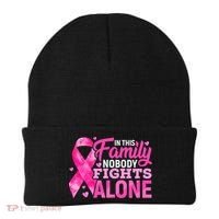 In This Family Nobody Fights Alone Breast Cancer Awareness Beanie thumb 0