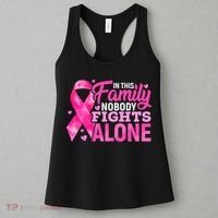 In This Family Nobody Fights Alone Breast Cancer Awareness Women's Tank Top thumb 3