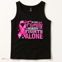 In This Family Nobody Fights Alone Breast Cancer Awareness Tank Top thumb 2