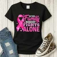 In This Family Nobody Fights Alone Breast Cancer Awareness Women's T-Shirt thumb 3