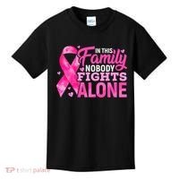 In This Family Nobody Fights Alone Breast Cancer Awareness Kids T-Shirt thumb 0