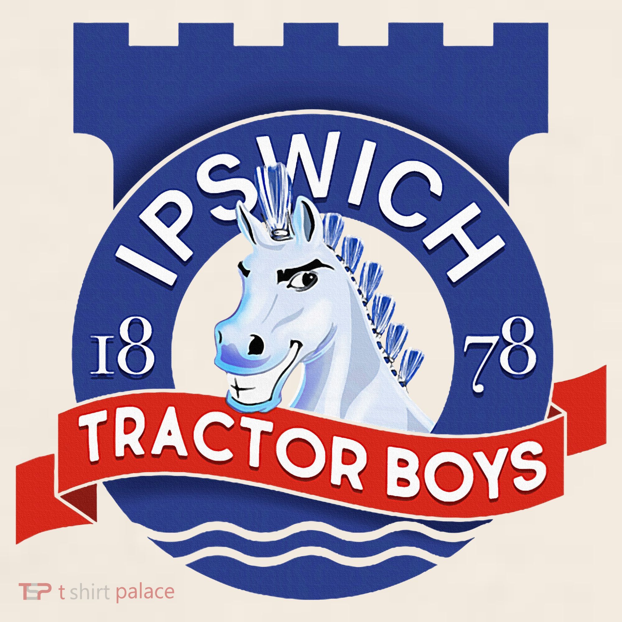 Ipswich Town Fan Tractor Suffolk Punch Badge Garment-Dyed Women's Muscle Tee