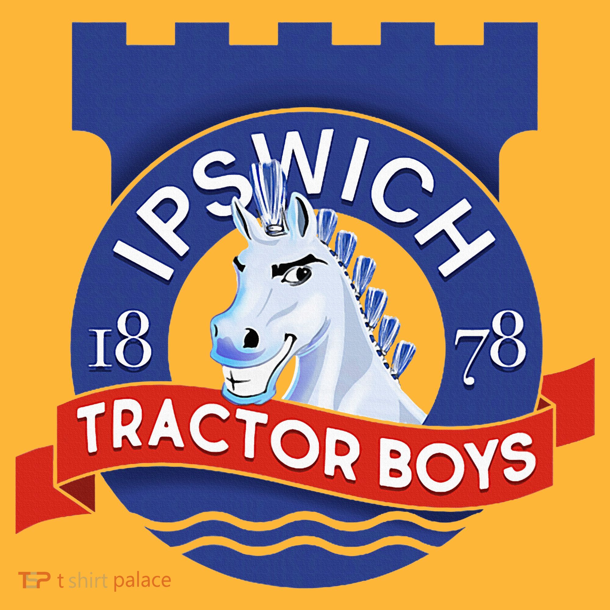 Ipswich Town Fan Tractor Suffolk Punch Badge Pom Pom 12in Knit Beanie