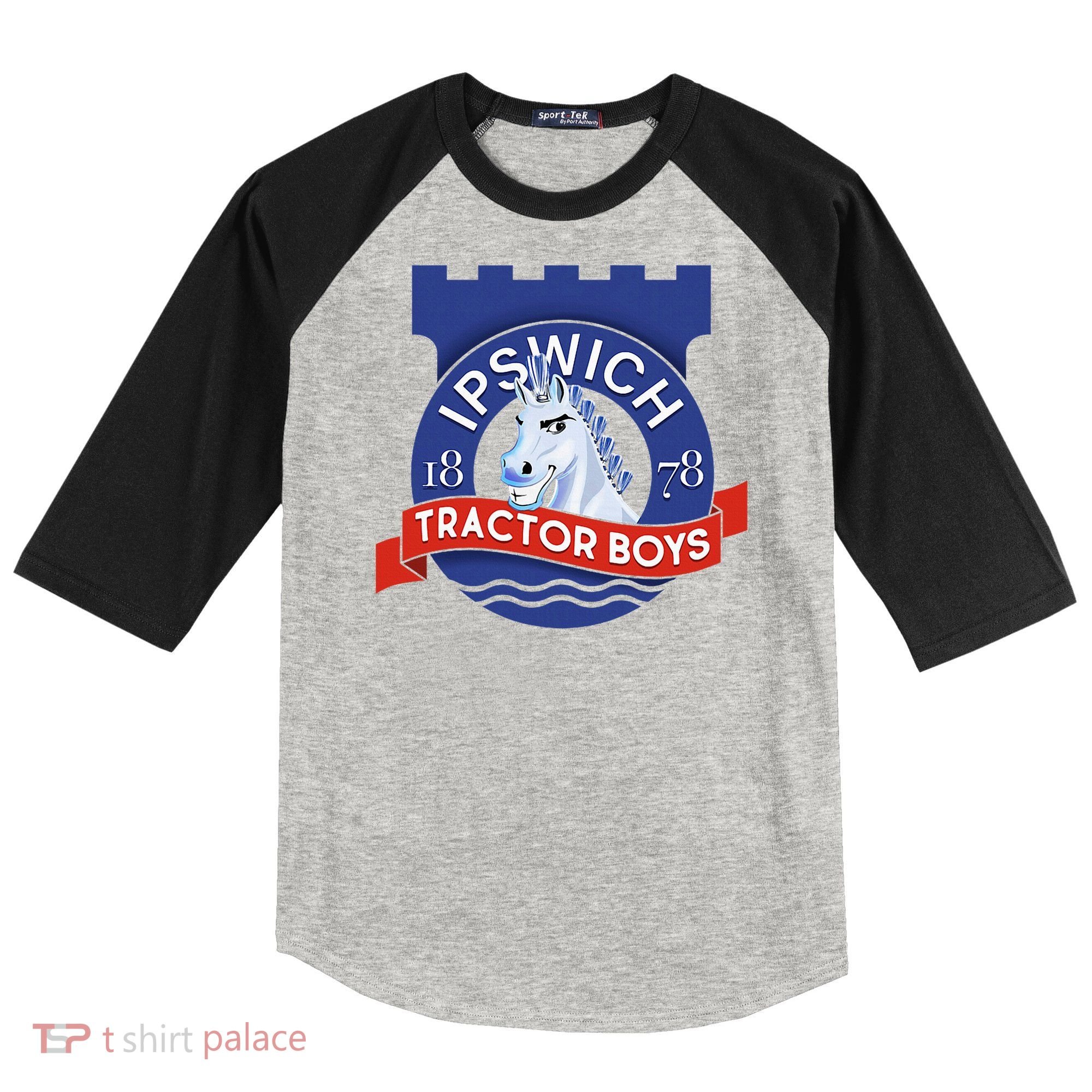 Ipswich Town Fan Tractor Suffolk Punch Badge Raglan Baseball Sleeve Shirt