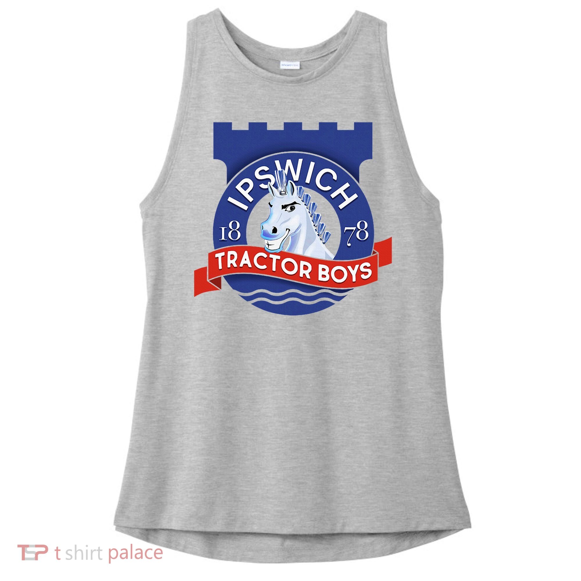 Ipswich Town Fan Tractor Suffolk Punch Badge Ladies PosiCharge Tri-Blend Wicking Tank