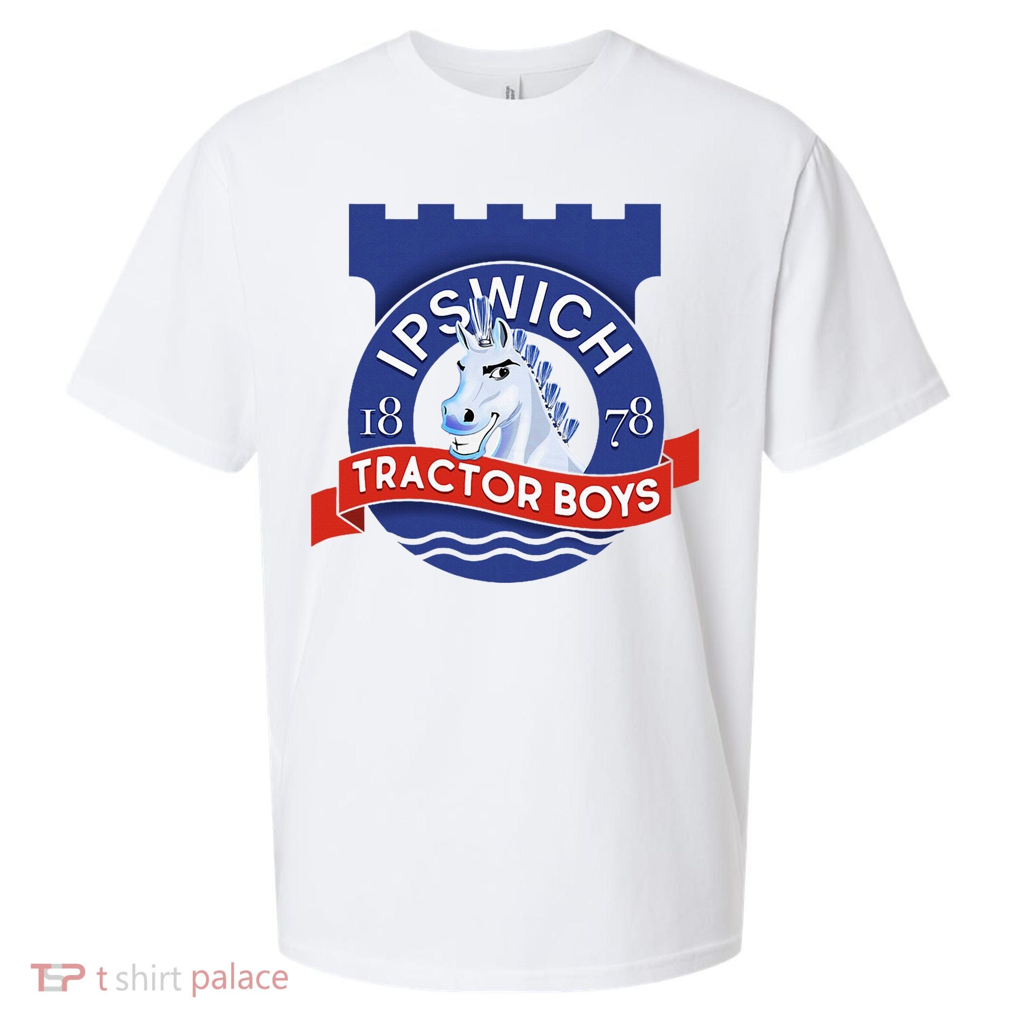 Ipswich Town Fan Tractor Suffolk Punch Badge Sueded Cloud Jersey T-Shirt