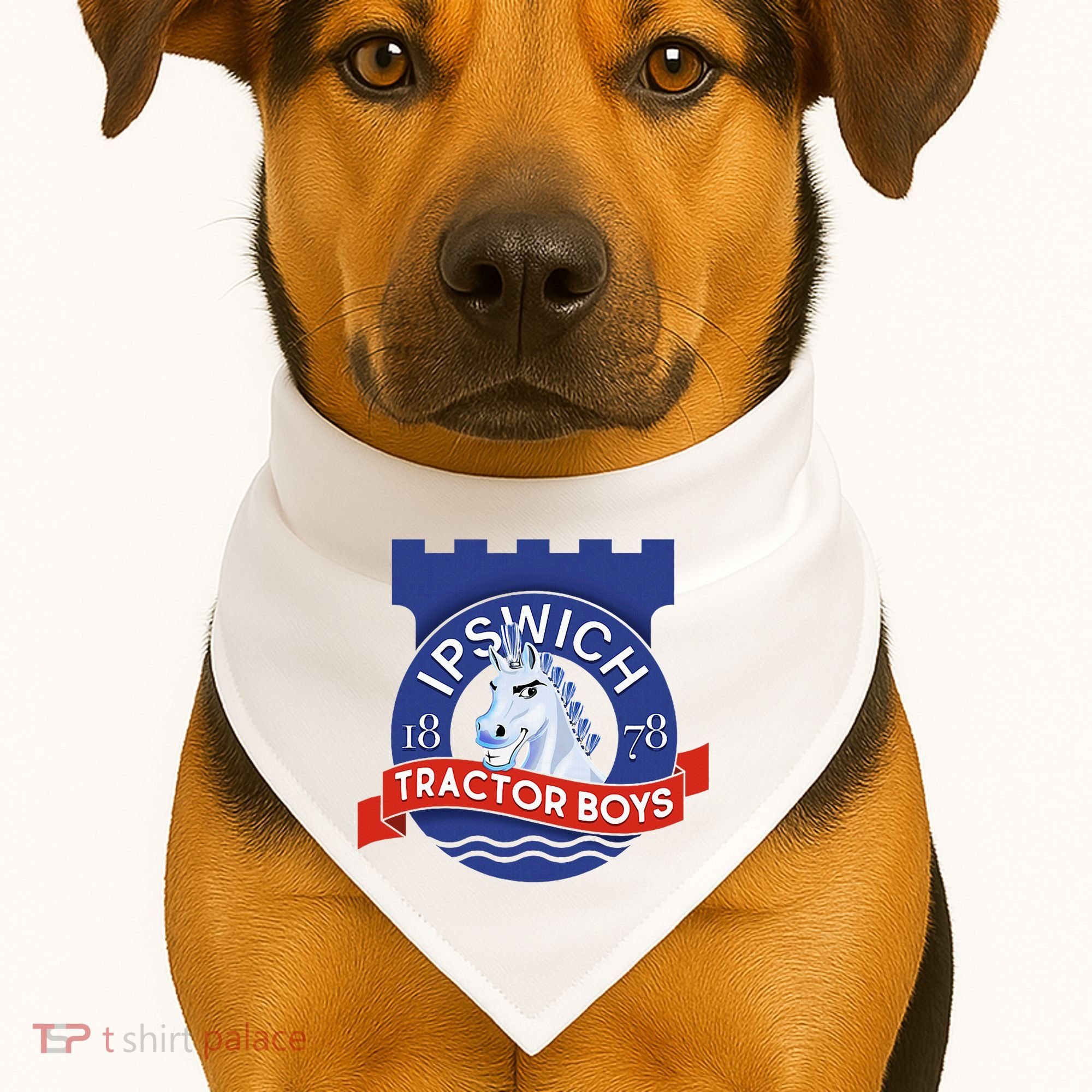 Ipswich Town Fan Tractor Suffolk Punch Badge USA-Made Doggie Bandana