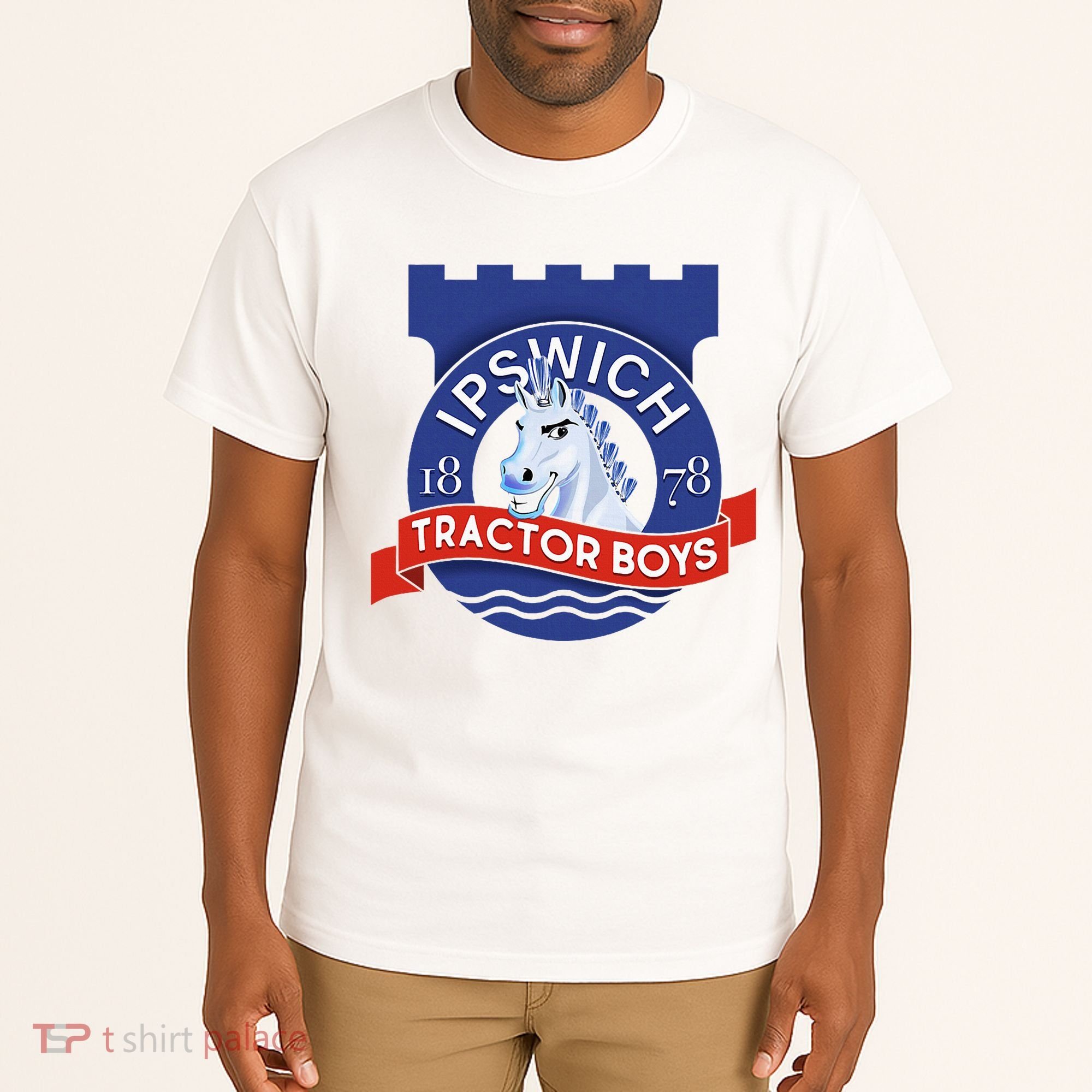 Ipswich Town Fan Tractor Suffolk Punch Badge Tall T-Shirt