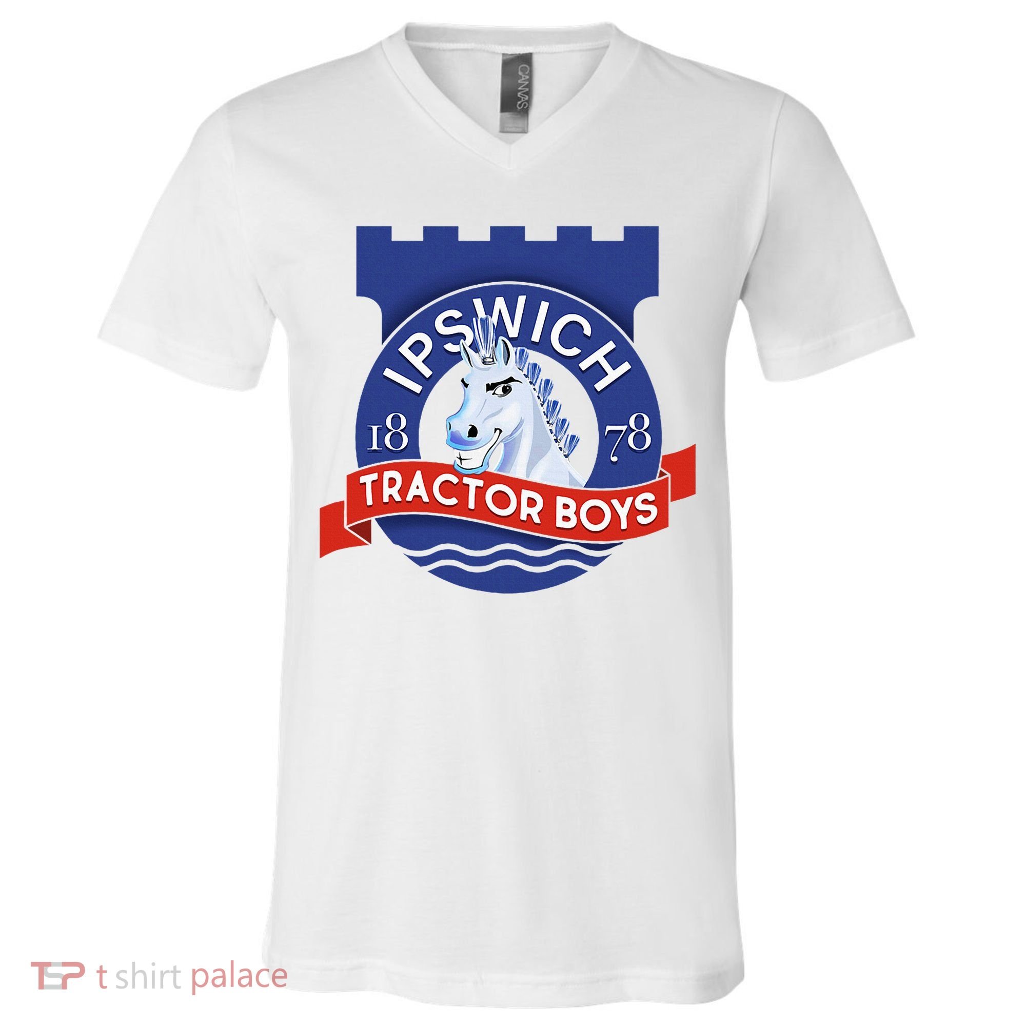 Ipswich Town Fan Tractor Suffolk Punch Badge V-Neck T-Shirt