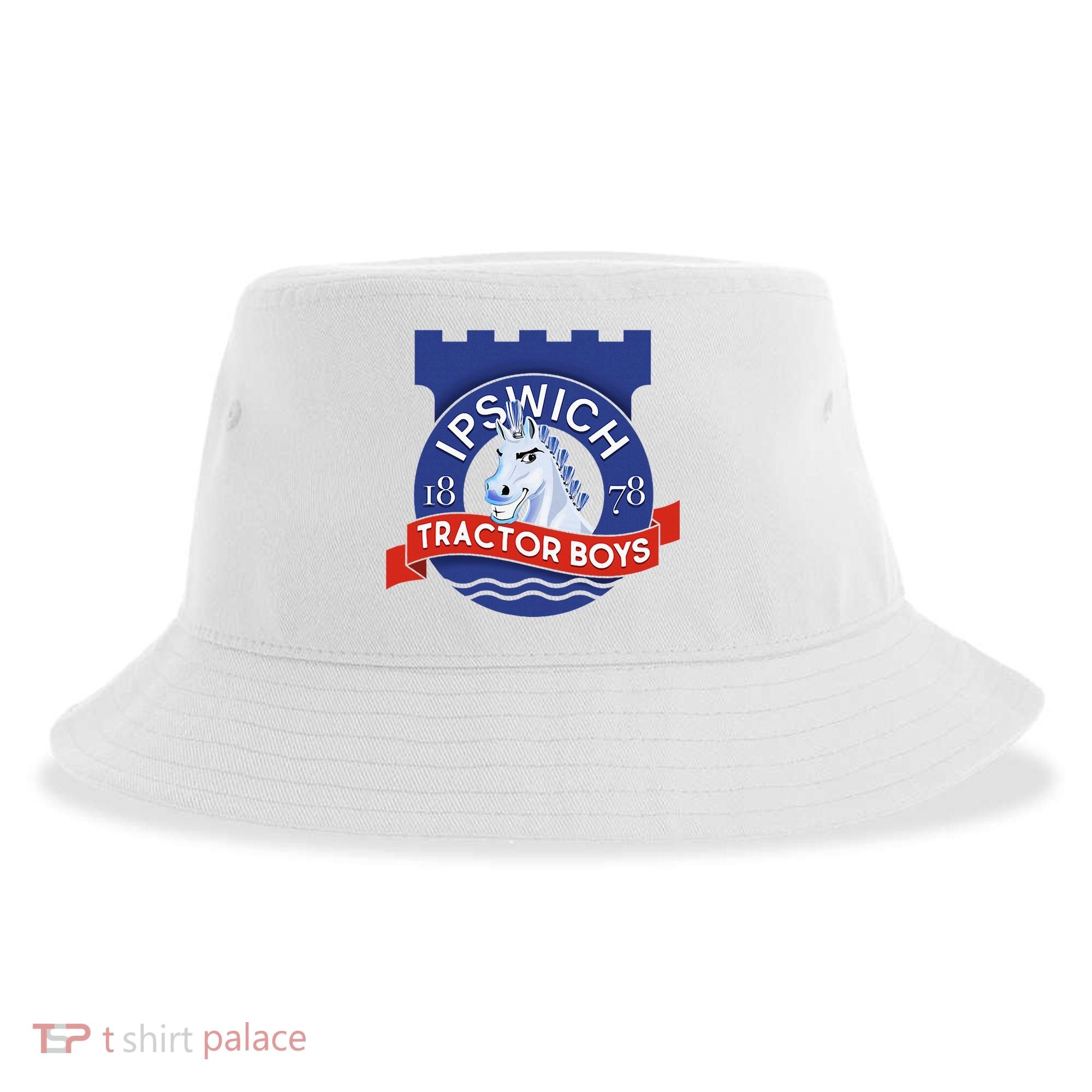 Ipswich Town Fan Tractor Suffolk Punch Badge Sustainable Bucket Hat