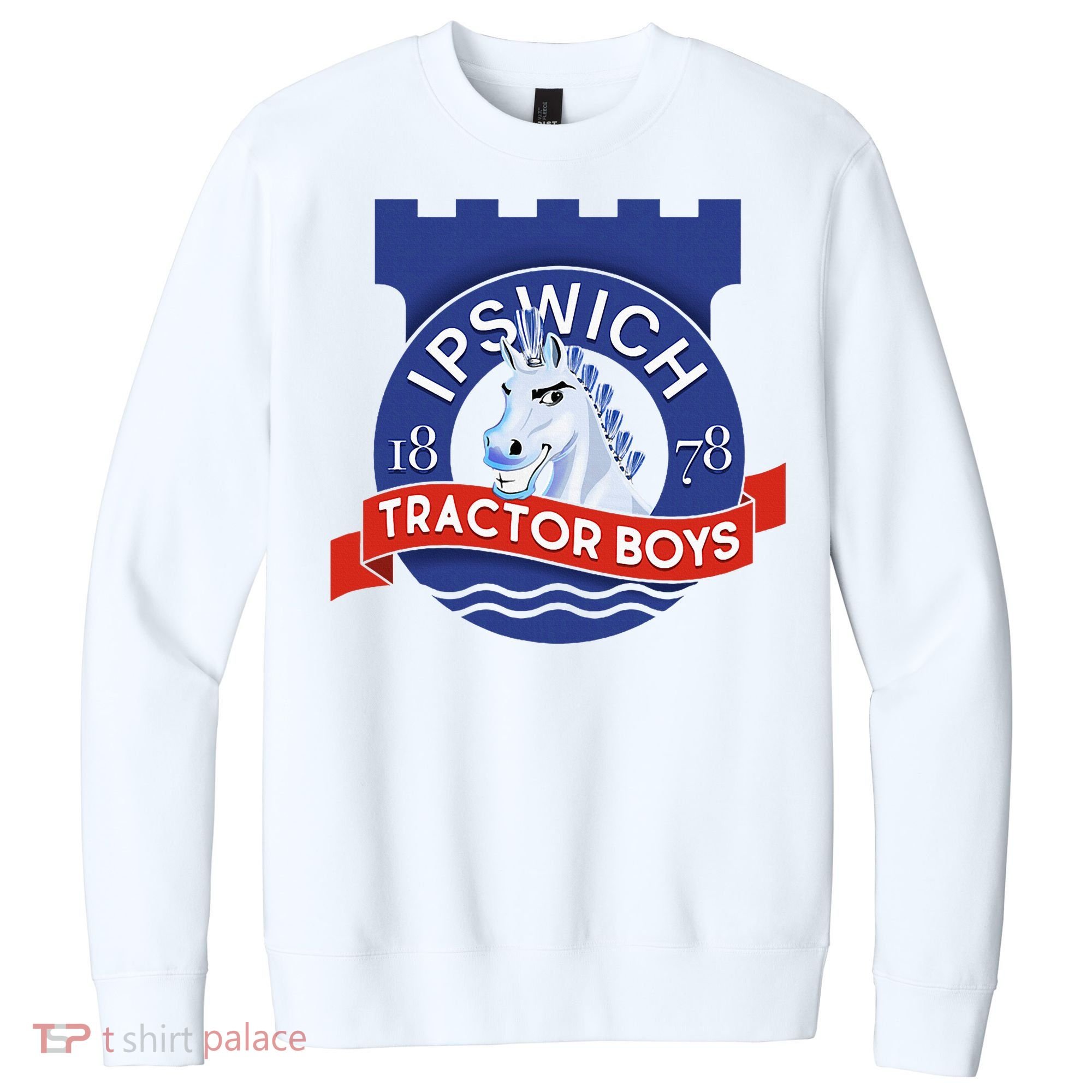 Ipswich Town Fan Tractor Suffolk Punch Badge V.I.T. Fleece Crew Sweatshirt