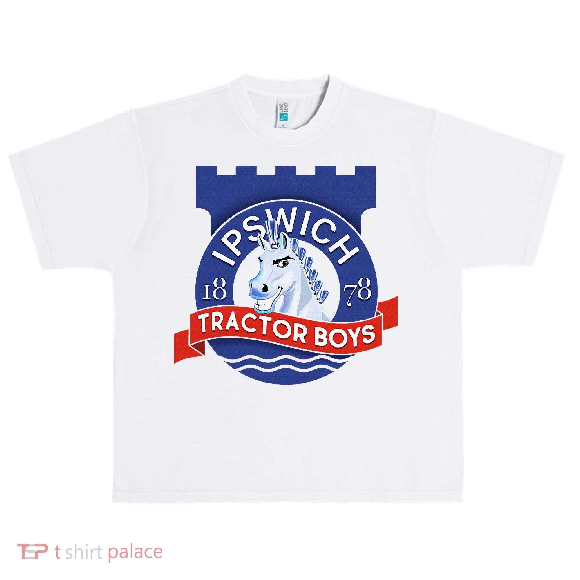 Ipswich Town Fan Tractor Suffolk Punch Badge Urban Oversized Heavyweight T-Shirt