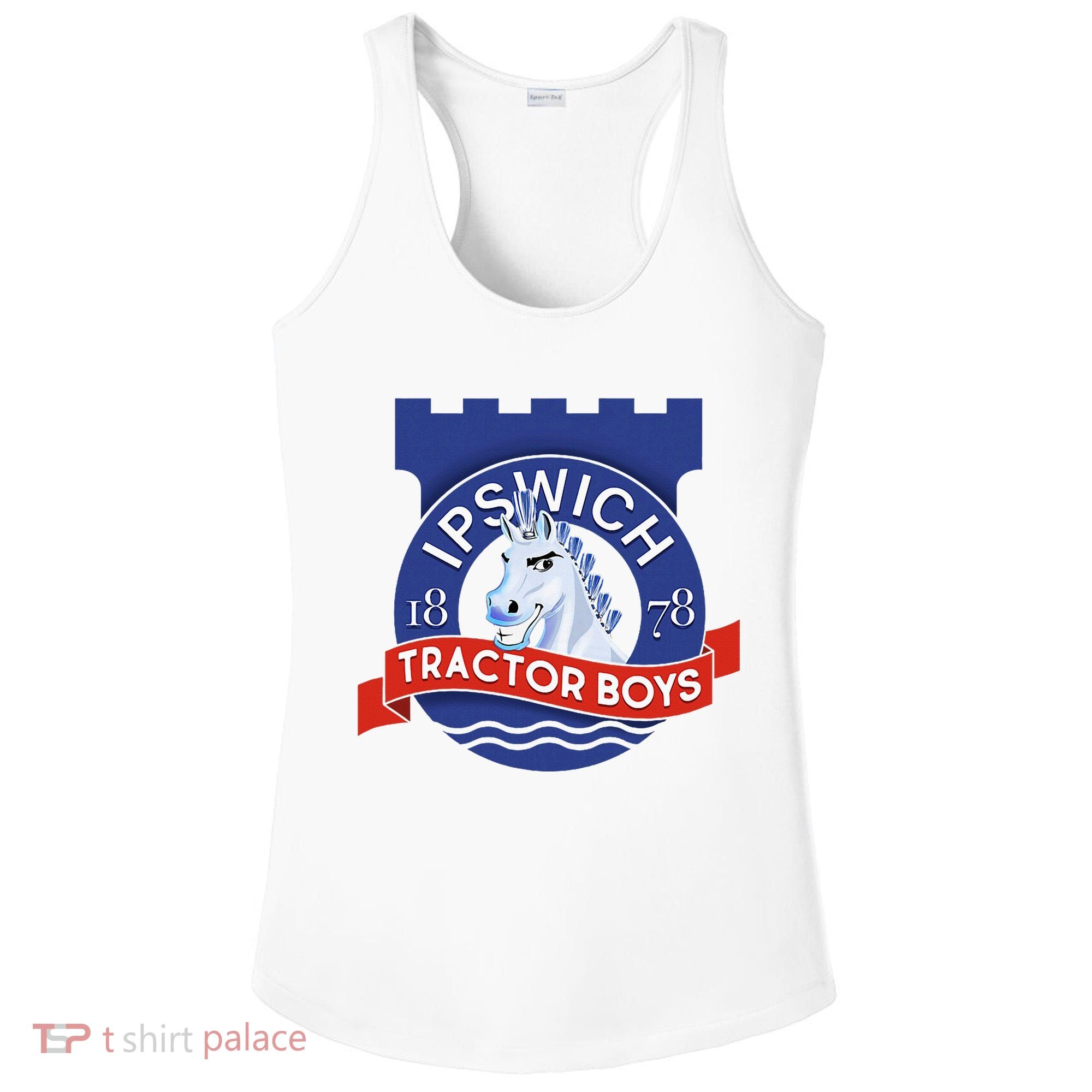 Ipswich Town Fan Tractor Suffolk Punch Badge Ladies PosiCharge Competitor Racerback Tank