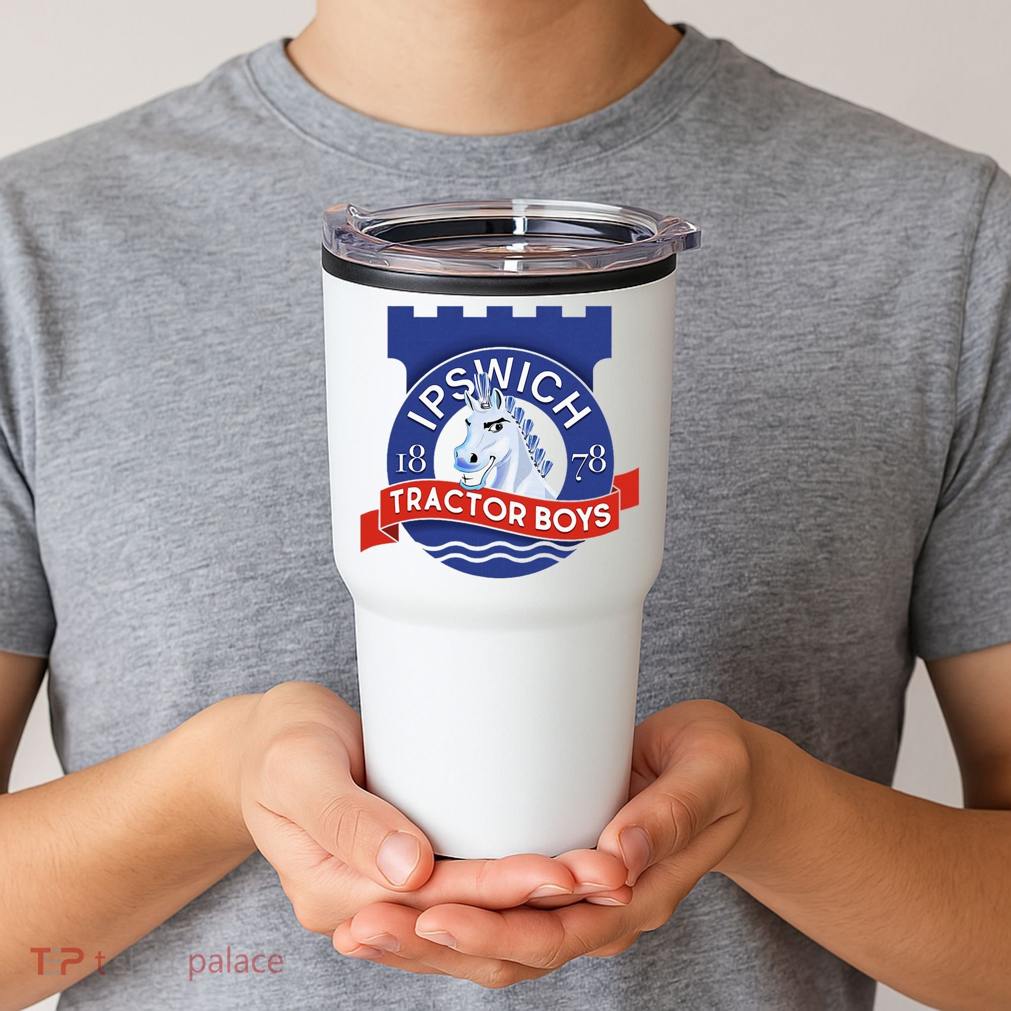 Ipswich Town Fan Tractor Suffolk Punch Badge Tumbler