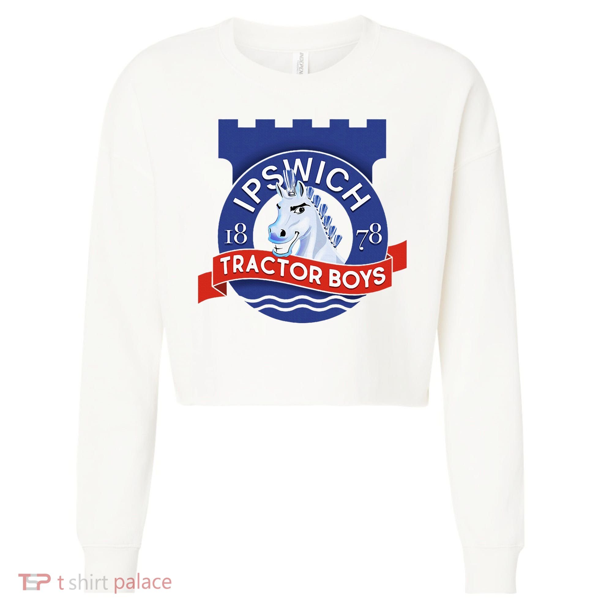 Ipswich Town Fan Tractor Suffolk Punch Badge Cropped Pullover Crew