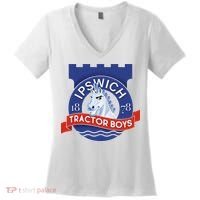 Ipswich Town Fan Tractor Suffolk Punch Badge Women's V-Neck T-Shirt thumb 0