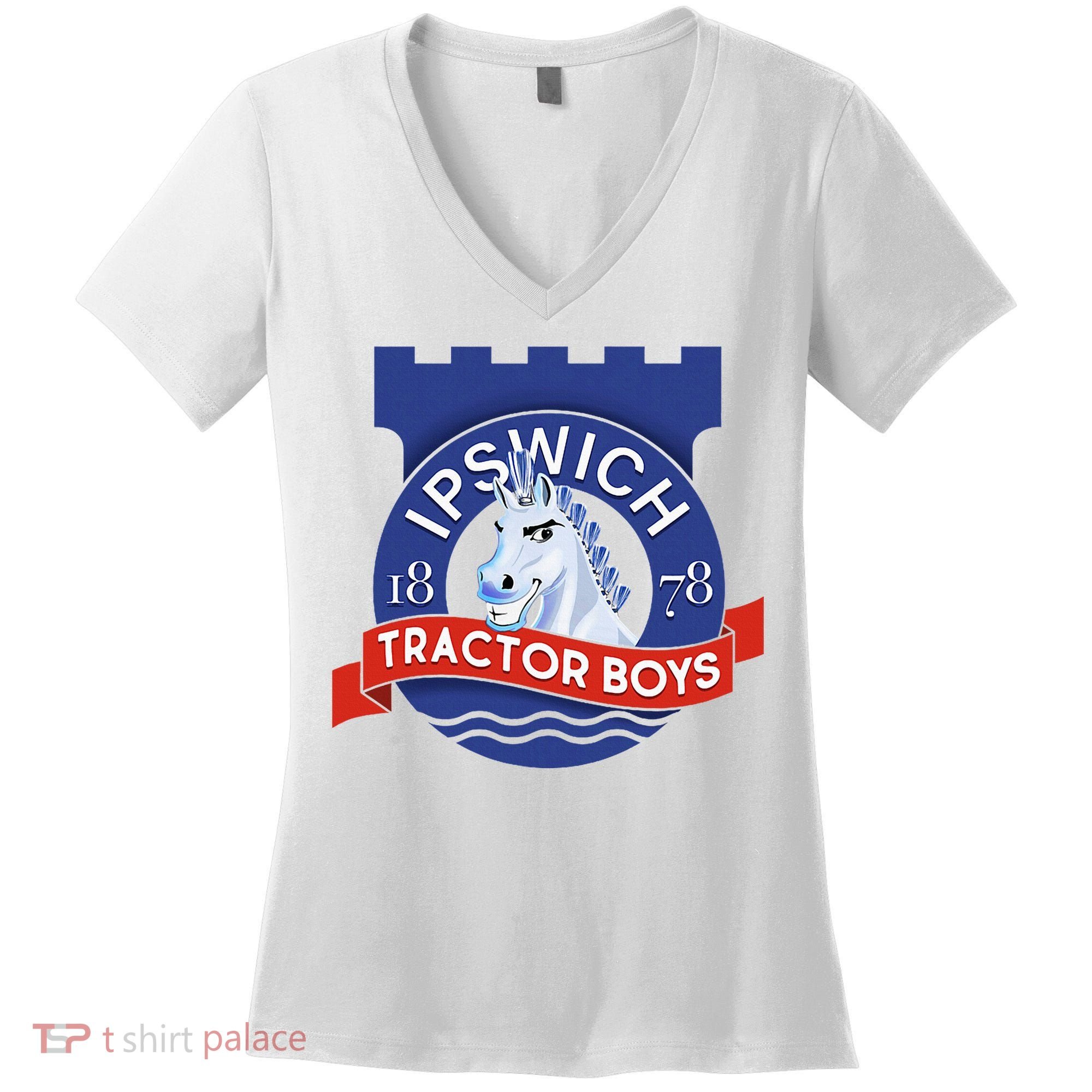 Ipswich Town Fan Tractor Suffolk Punch Badge Women's V-Neck T-Shirt