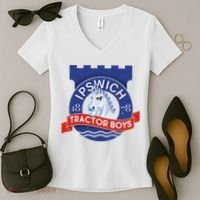 Ipswich Town Fan Tractor Suffolk Punch Badge Women's V-Neck T-Shirt thumb 2