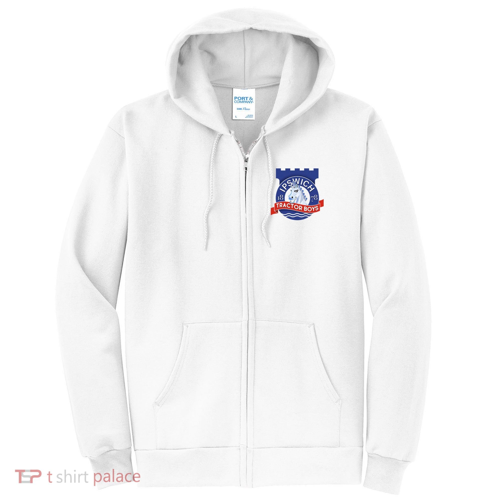 Ipswich Town Fan Tractor Suffolk Punch Badge Full Zip Hoodie
