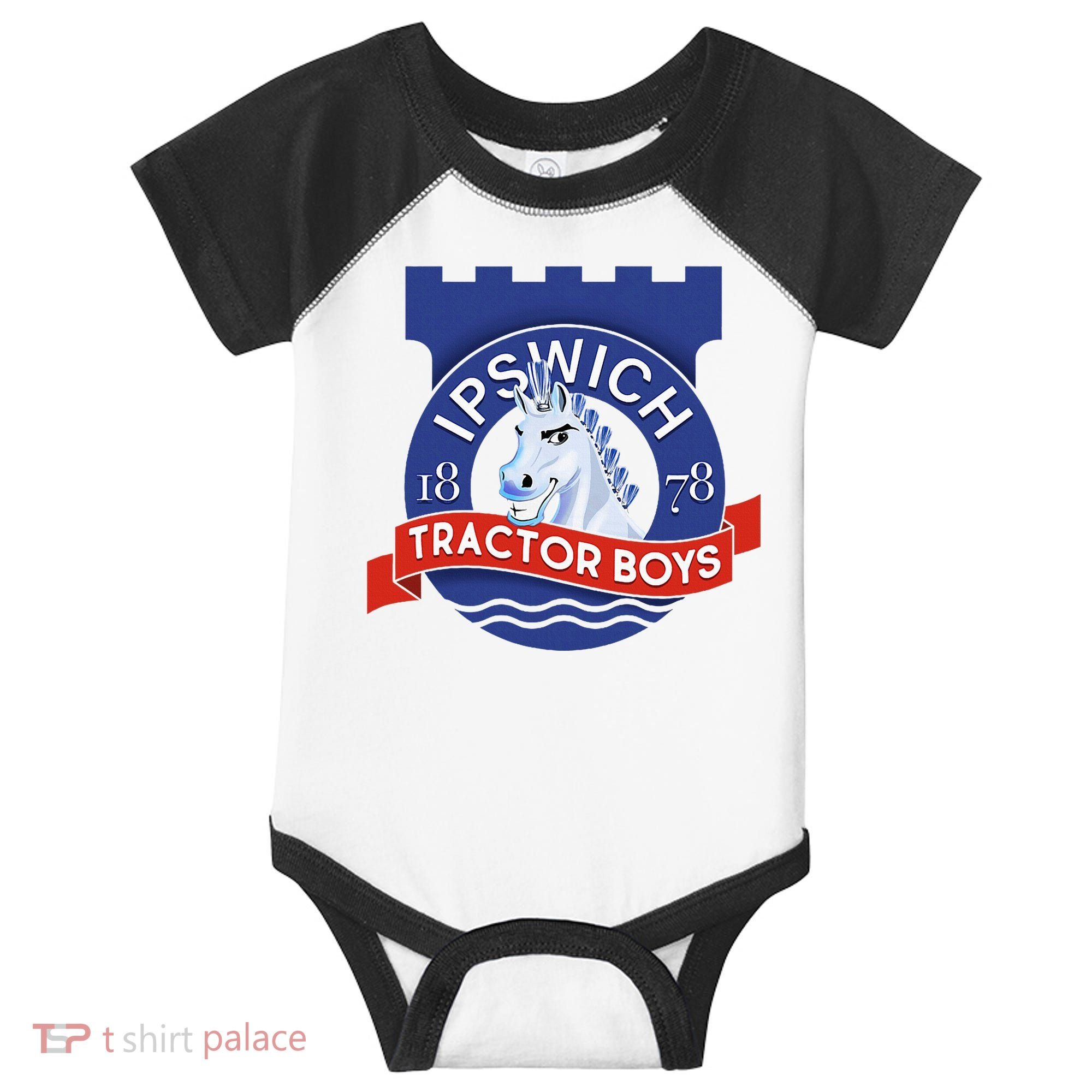 Ipswich Town Fan Tractor Suffolk Punch Badge Infant Baby Jersey Bodysuit