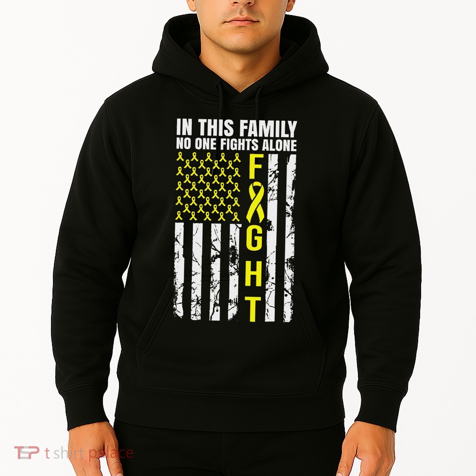 In This Family No One Fight Alone Sarcoma Awareness Hoodie