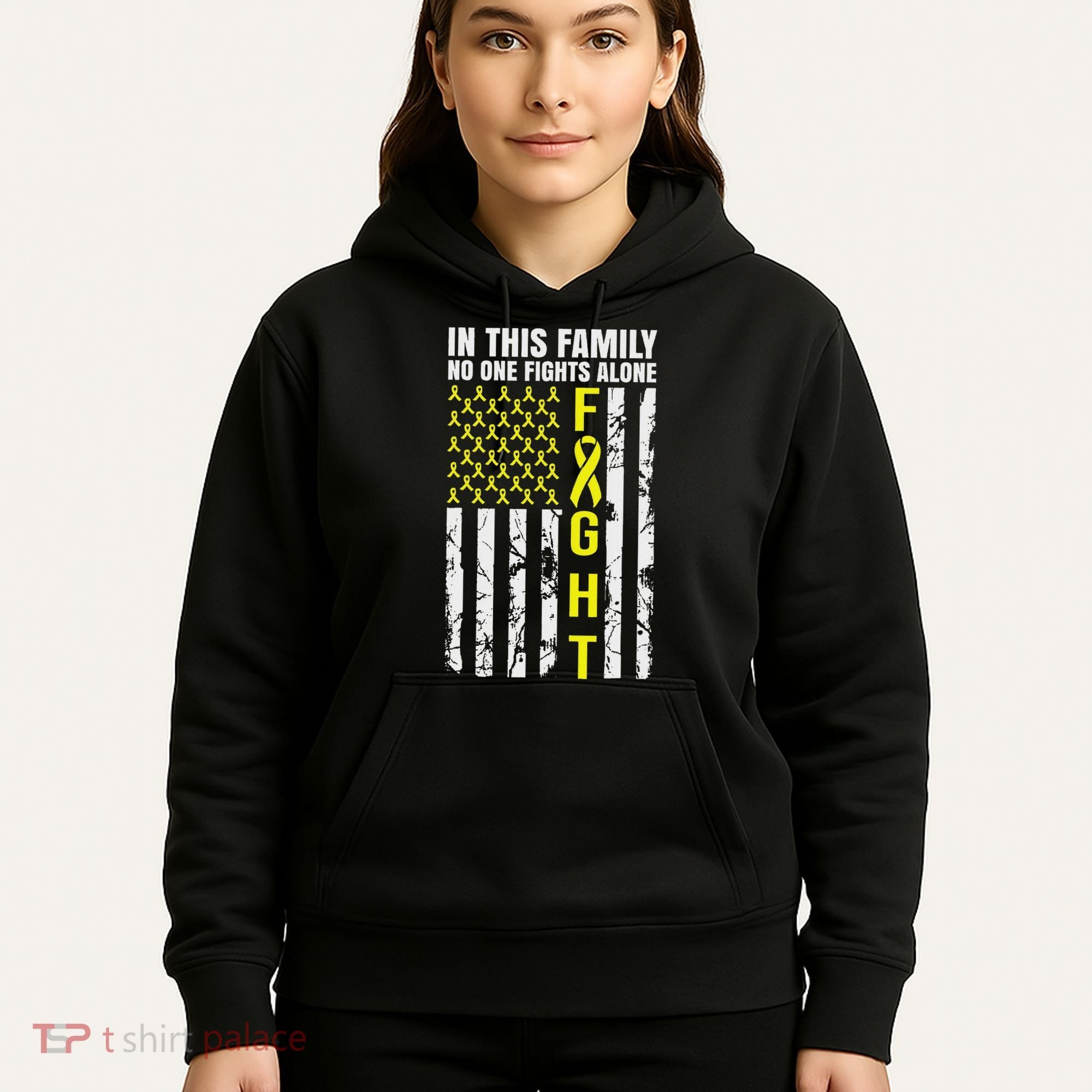 In This Family No One Fight Alone Sarcoma Awareness Hoodie