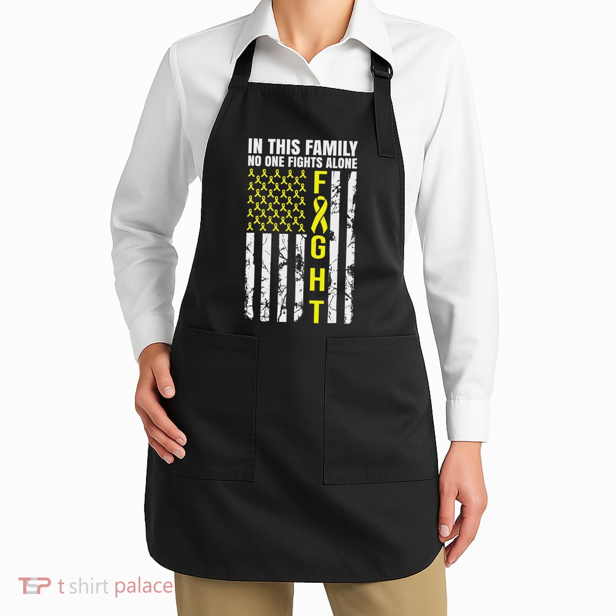 In This Family No One Fight Alone Sarcoma Awareness Apron