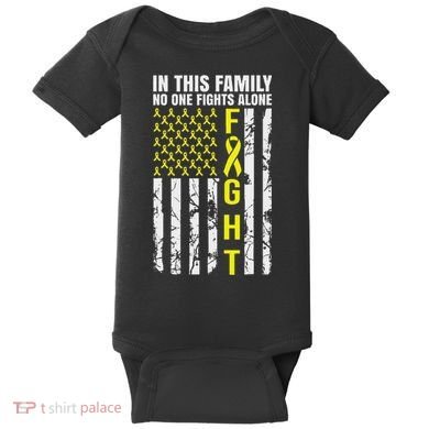 In This Family No One Fight Alone Sarcoma Awareness Baby Bodysuit
