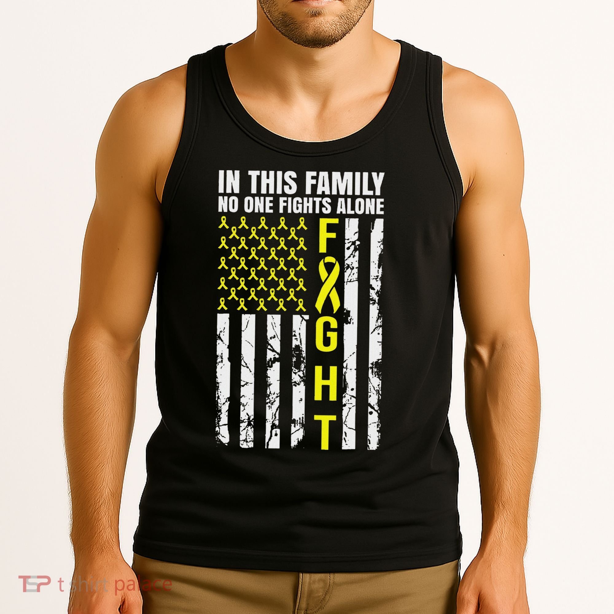 In This Family No One Fight Alone Sarcoma Awareness Tank Top