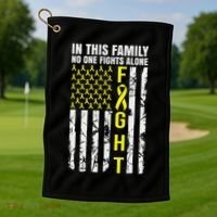 In This Family No One Fight Alone Sarcoma Awareness Golf Towel thumb 1
