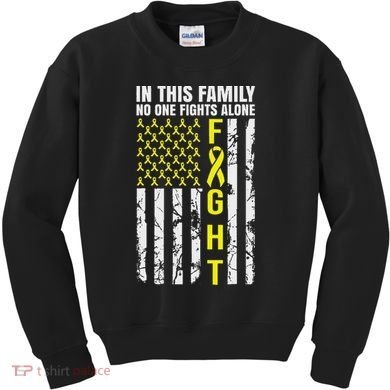 In This Family No One Fight Alone Sarcoma Awareness Kids Sweatshirt