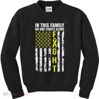 In This Family No One Fight Alone Sarcoma Awareness Kids Sweatshirt thumb 0
