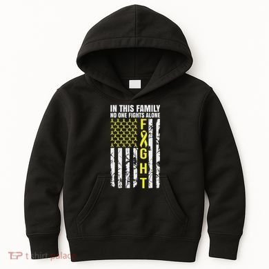 In This Family No One Fight Alone Sarcoma Awareness Kids Hoodie