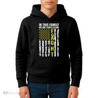 In This Family No One Fight Alone Sarcoma Awareness Kids Hoodie thumb 4