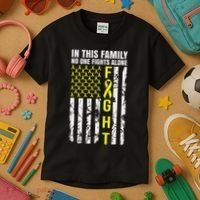 In This Family No One Fight Alone Sarcoma Awareness Kids T-Shirt thumb 3