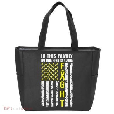 In This Family No One Fight Alone Sarcoma Awareness Tote Bag