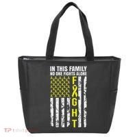 In This Family No One Fight Alone Sarcoma Awareness Tote Bag thumb 0
