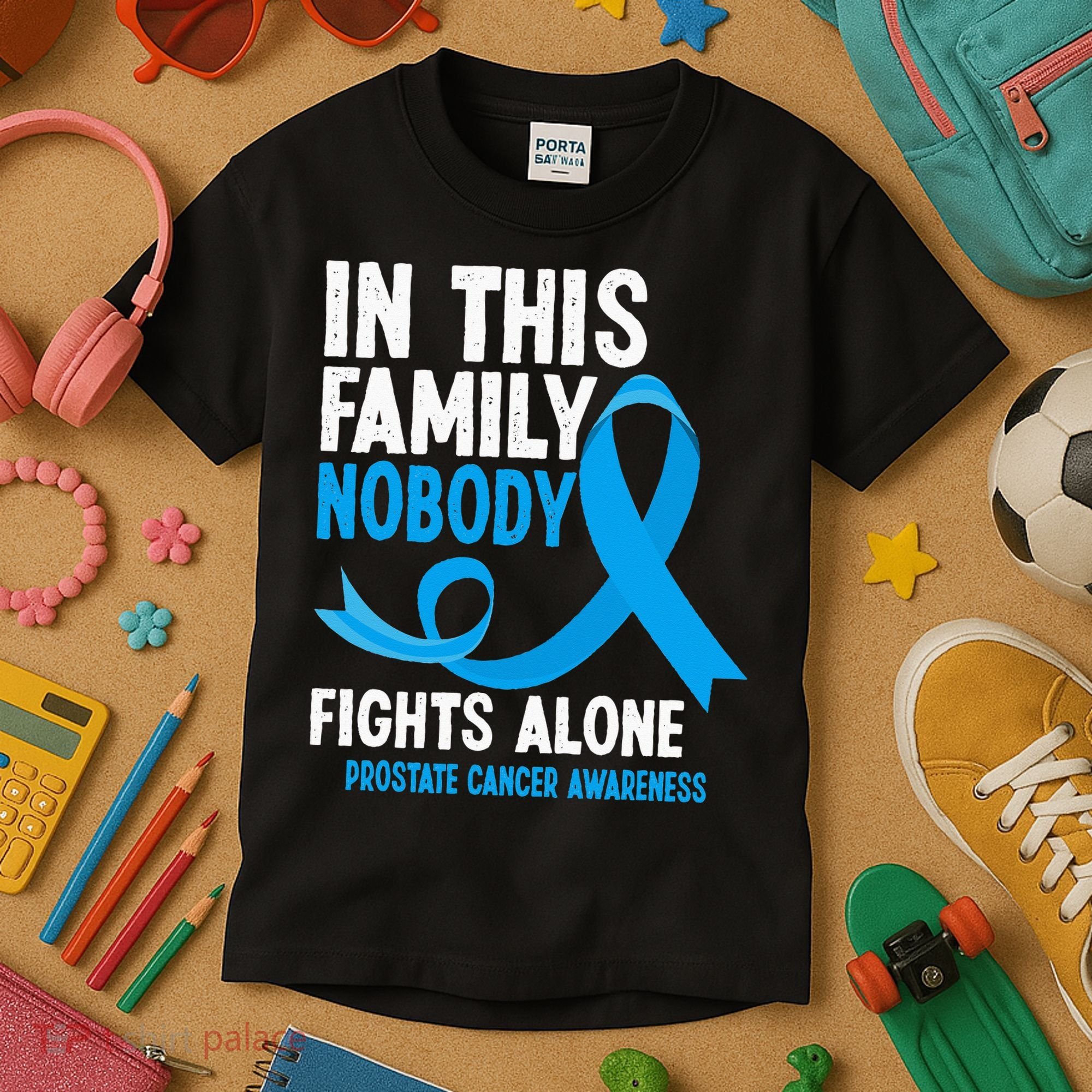 In This Family Nobody Fights Alone Prostate Cancer Awareness Kids T-Shirt