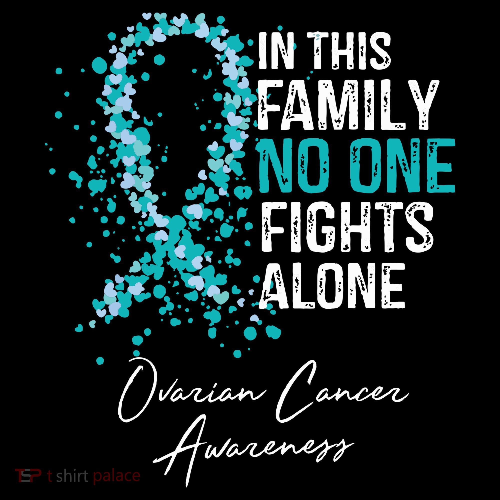 In This Family No One Fights Alone Ovarian Cancer Stripe Pom Pom Beanie